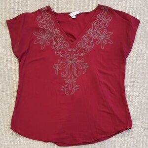 Alya Deep Red Embroidered Blouse